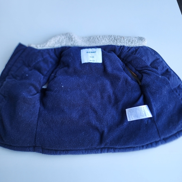 Old Navy Soft Curderoy Puffer Vest Baby Boys Full Zip Blue Brown Sz 6- 12 Mos - Picture 3 of 9